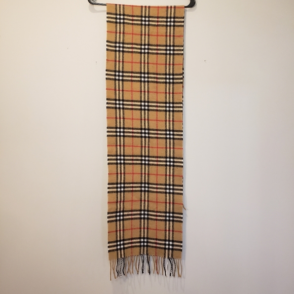 Burberry Beige Red Nova Check Scarf 100% Cashmere Made In Scotland Authentic EUC - Picture 4 of 5